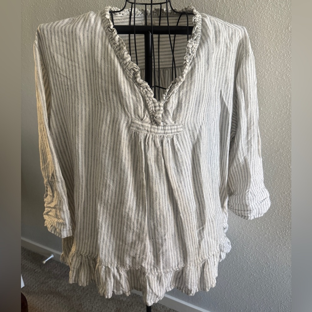 White Ruffled Blouse with Long Sleeves